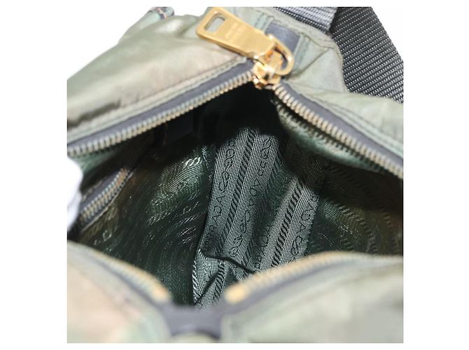 PRADA Schultertasche Nylon Khaki Gold Auth 154525 Golden - Ansicht 23