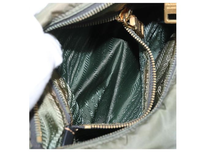 PRADA Schultertasche Nylon Khaki Gold Auth 154525 Golden - Ansicht 27