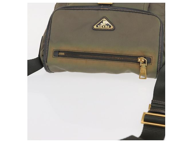 PRADA Schultertasche Nylon Khaki Gold Auth 154525 Golden - Ansicht 6