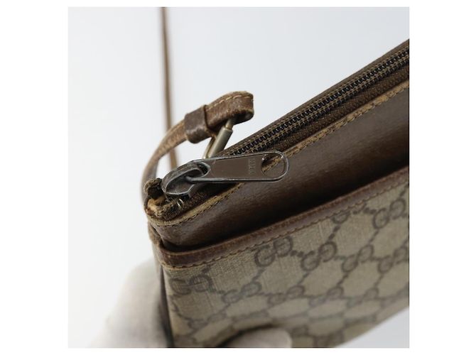 Gucci Borsa GG Supreme Web Sherry Line in PVC beige e oro 904 02 026 Auth 154668 D'oro - vista 15