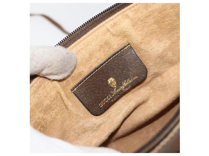 Gucci Borsa GG Supreme Web Sherry Line in PVC beige e oro 904 02 026 Auth 154668 D'oro - vista 16