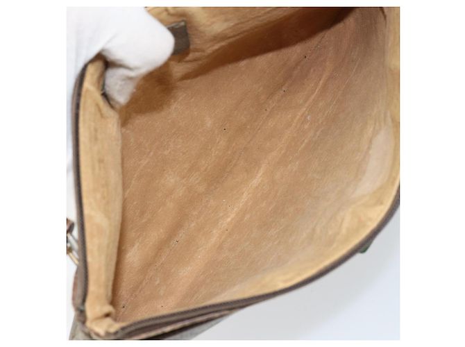 Gucci Borsa GG Supreme Web Sherry Line in PVC beige e oro 904 02 026 Auth 154668 D'oro - vista 17