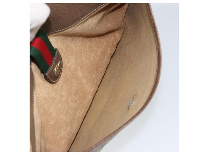 Gucci Borsa GG Supreme Web Sherry Line in PVC beige e oro 904 02 026 Auth 154668 D'oro - vista 20