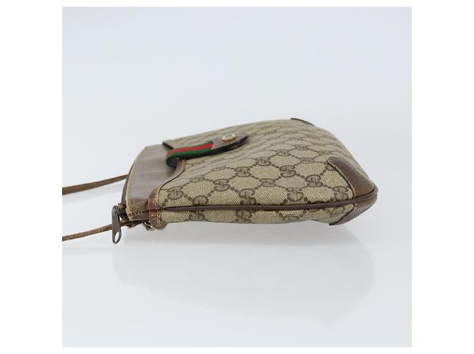 Gucci Borsa GG Supreme Web Sherry Line in PVC beige e oro 904 02 026 Auth 154668 D'oro - vista 5