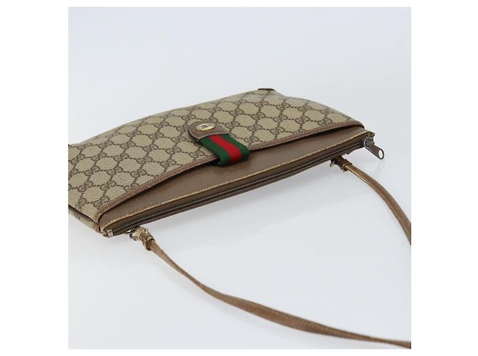 Gucci Borsa GG Supreme Web Sherry Line in PVC beige e oro 904 02 026 Auth 154668 D'oro - vista 6