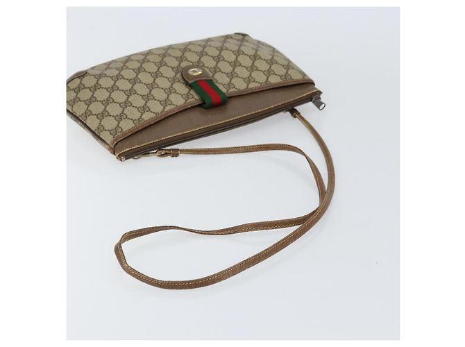 Gucci Borsa GG Supreme Web Sherry Line in PVC beige e oro 904 02 026 Auth 154668 D'oro - vista 7