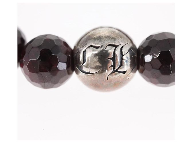 Bracciale in perle Chrome Hearts CH Plus Cross Ball Granato 0,4"" Ag925 Auth 143053M Rosso - vista 12