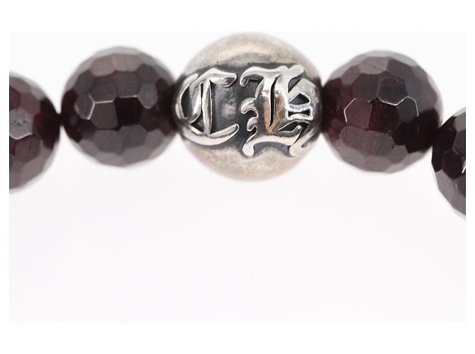 Bracciale in perle Chrome Hearts CH Plus Cross Ball Granato 0,4"" Ag925 Auth 143053M Rosso - vista 13