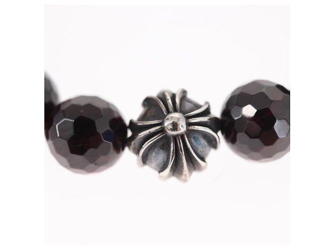 Bracciale in perle Chrome Hearts CH Plus Cross Ball Granato 0,4"" Ag925 Auth 143053M Rosso - vista 14