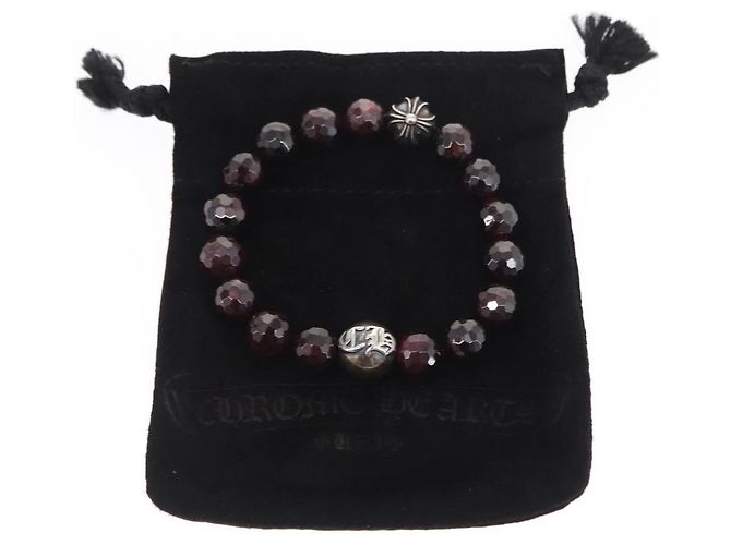 Bracciale in perle Chrome Hearts CH Plus Cross Ball Granato 0,4"" Ag925 Auth 143053M Rosso - vista 18