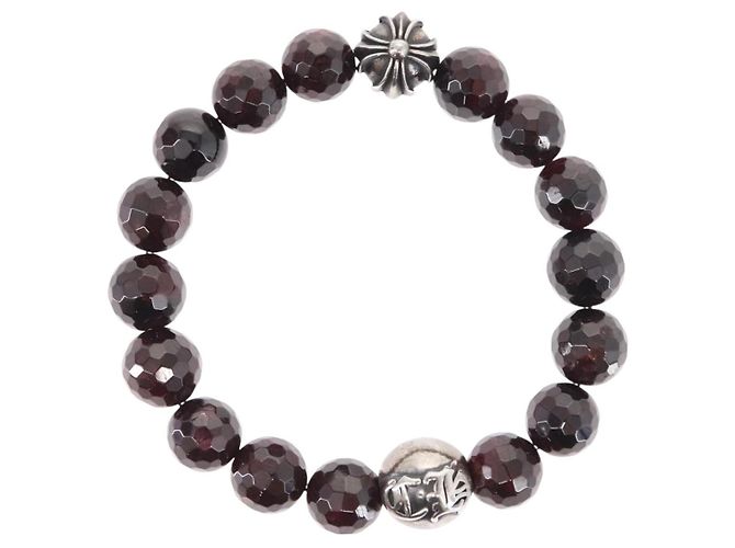 Bracciale in perle Chrome Hearts CH Plus Cross Ball Granato 0,4"" Ag925 Auth 143053M Rosso - vista 2