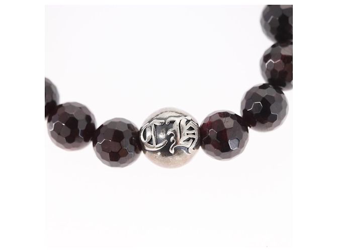 Bracciale in perle Chrome Hearts CH Plus Cross Ball Granato 0,4"" Ag925 Auth 143053M Rosso - vista 3