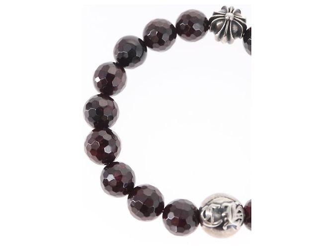 Bracciale in perle Chrome Hearts CH Plus Cross Ball Granato 0,4"" Ag925 Auth 143053M Rosso - vista 4
