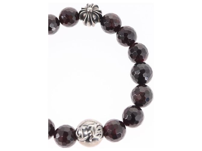 Bracciale in perle Chrome Hearts CH Plus Cross Ball Granato 0,4"" Ag925 Auth 143053M Rosso - vista 5