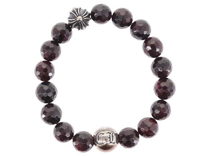 Bracciale in perle Chrome Hearts CH Plus Cross Ball Granato 0,4"" Ag925 Auth 143053M Rosso - vista 7