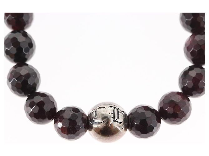 Bracciale in perle Chrome Hearts CH Plus Cross Ball Granato 0,4"" Ag925 Auth 143053M Rosso - vista 8