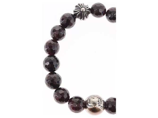 Bracciale in perle Chrome Hearts CH Plus Cross Ball Granato 0,4"" Ag925 Auth 143053M Rosso - vista 9