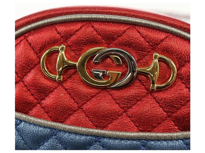 Borsa a Spalla GUCCI Zumi in Pelle Outlet Blu Auth 154069V - vista 15
