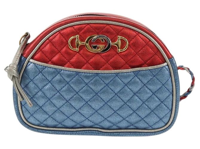 Borsa a Spalla GUCCI Zumi in Pelle Outlet Blu Auth 154069V - vista 2