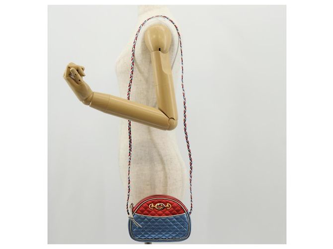 Borsa a Spalla GUCCI Zumi in Pelle Outlet Blu Auth 154069V - vista 25