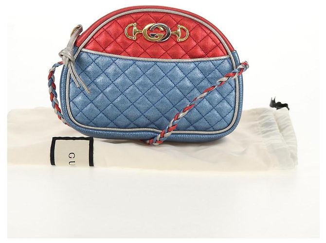Borsa a Spalla GUCCI Zumi in Pelle Outlet Blu Auth 154069V - vista 26