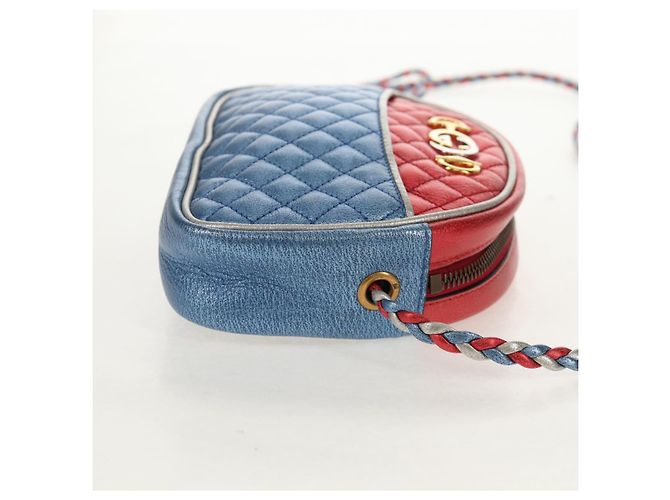 Borsa a Spalla GUCCI Zumi in Pelle Outlet Blu Auth 154069V - vista 5