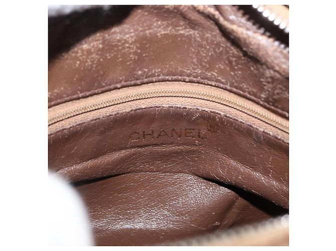 CHANEL Borsa a Spalla Matelassé in Pelle Caviar Marrone Oro CC Auth 143676 D'oro - vista 16