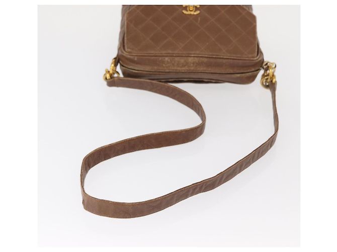 CHANEL Borsa a Spalla Matelassé in Pelle Caviar Marrone Oro CC Auth 143676 D'oro - vista 7