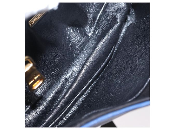 Borsa a Spalla Miu Miu Matelassé in Pelle 2 in 1 Blu Nero Oro Auth 153826 D'oro - vista 11