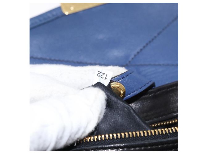 Borsa a Spalla Miu Miu Matelassé in Pelle 2 in 1 Blu Nero Oro Auth 153826 D'oro - vista 12