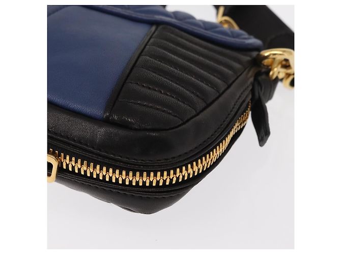 Borsa a Spalla Miu Miu Matelassé in Pelle 2 in 1 Blu Nero Oro Auth 153826 D'oro - vista 18