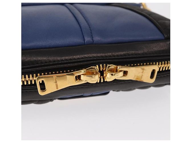 Borsa a Spalla Miu Miu Matelassé in Pelle 2 in 1 Blu Nero Oro Auth 153826 D'oro - vista 19