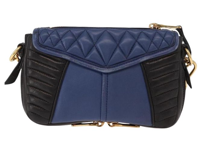 Borsa a Spalla Miu Miu Matelassé in Pelle 2 in 1 Blu Nero Oro Auth 153826 D'oro - vista 2