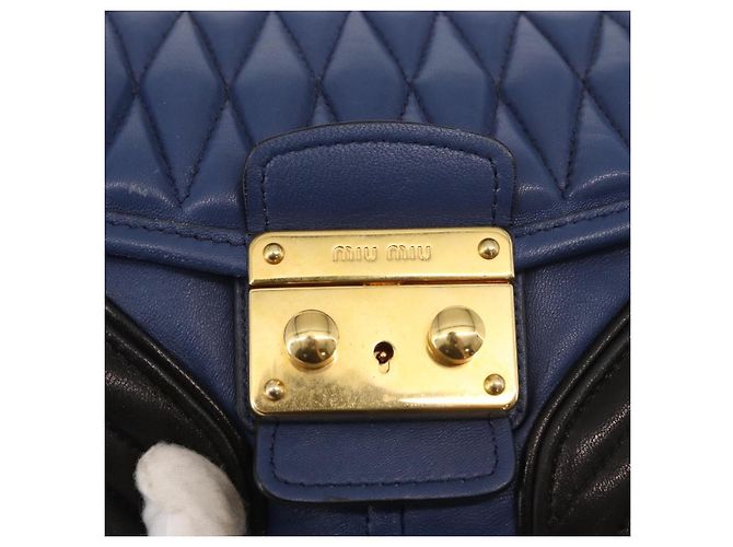Borsa a Spalla Miu Miu Matelassé in Pelle 2 in 1 Blu Nero Oro Auth 153826 D'oro - vista 20