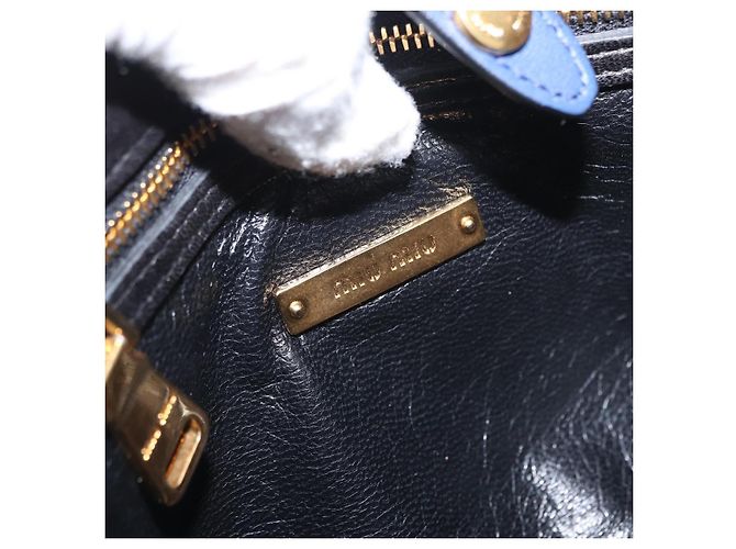 Borsa a Spalla Miu Miu Matelassé in Pelle 2 in 1 Blu Nero Oro Auth 153826 D'oro - vista 21