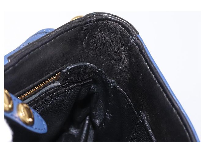 Borsa a Spalla Miu Miu Matelassé in Pelle 2 in 1 Blu Nero Oro Auth 153826 D'oro - vista 22