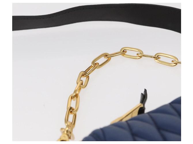 Borsa a Spalla Miu Miu Matelassé in Pelle 2 in 1 Blu Nero Oro Auth 153826 D'oro - vista 8