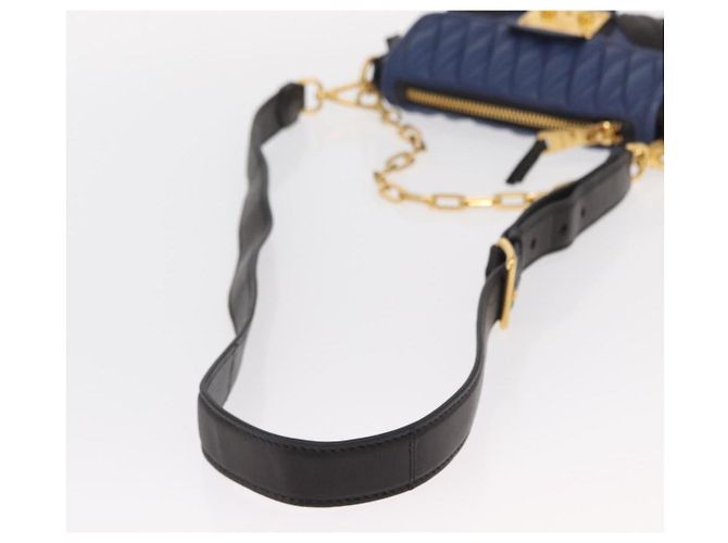 Borsa a Spalla Miu Miu Matelassé in Pelle 2 in 1 Blu Nero Oro Auth 153826 D'oro - vista 9