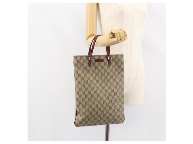 Borsa a mano GG Supreme in PVC beige e argento di GUCCI 117551 Auth bs31414 - vista 22