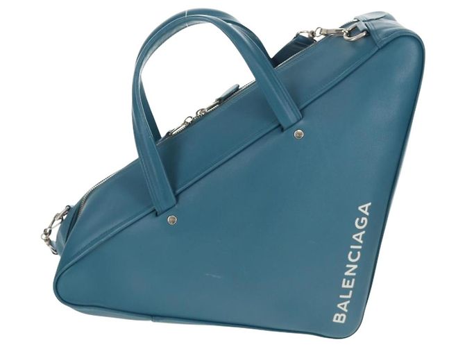Borsa da viaggio Triangle M in pelle BALENCIAGA 2 in 1 Azzurro chiaro 476974 Auth 154084V - vista 2