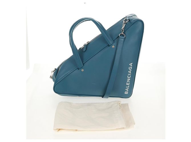 Borsa da viaggio Triangle M in pelle BALENCIAGA 2 in 1 Azzurro chiaro 476974 Auth 154084V - vista 30