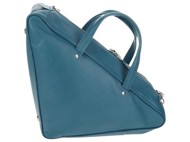 Borsa da viaggio Triangle M in pelle BALENCIAGA 2 in 1 Azzurro chiaro 476974 Auth 154084V - vista 4