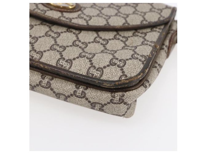 Borsa a Spalla GUCCI GG Plus Supreme PVC Beige Oro Auth 154434 D'oro - vista 10