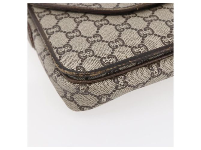 Borsa a Spalla GUCCI GG Plus Supreme PVC Beige Oro Auth 154434 D'oro - vista 11