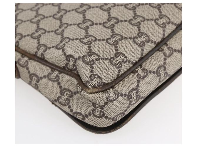 Borsa a Spalla GUCCI GG Plus Supreme PVC Beige Oro Auth 154434 D'oro - vista 13