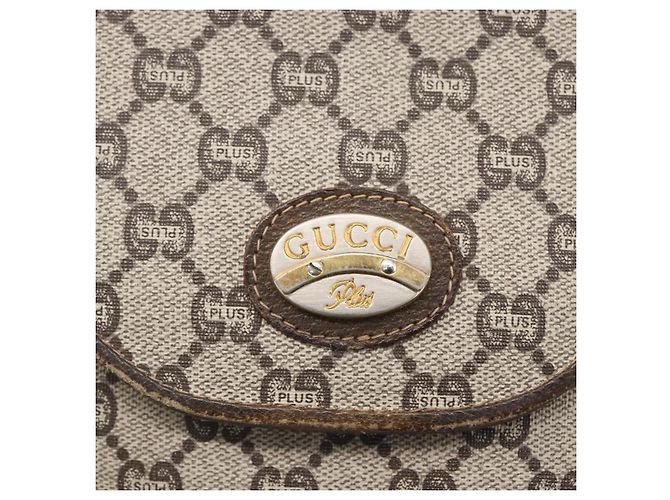 Borsa a Spalla GUCCI GG Plus Supreme PVC Beige Oro Auth 154434 D'oro - vista 14