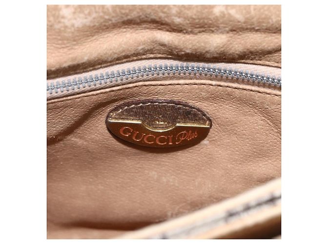 Borsa a Spalla GUCCI GG Plus Supreme PVC Beige Oro Auth 154434 D'oro - vista 16