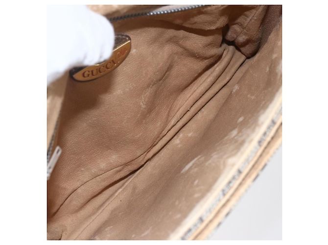 Borsa a Spalla GUCCI GG Plus Supreme PVC Beige Oro Auth 154434 D'oro - vista 18