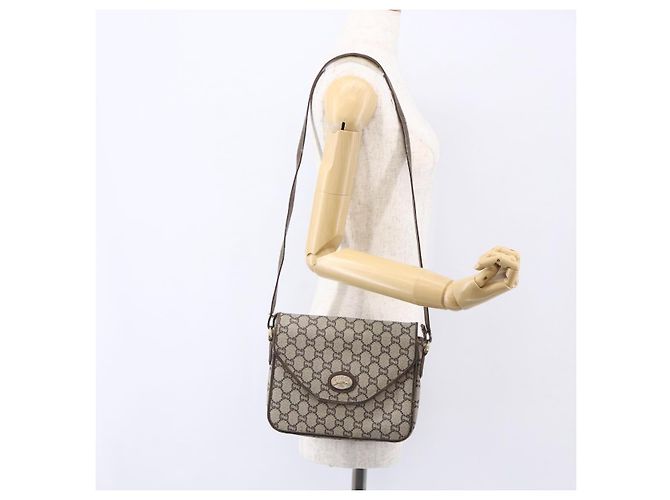 Borsa a Spalla GUCCI GG Plus Supreme PVC Beige Oro Auth 154434 D'oro - vista 23