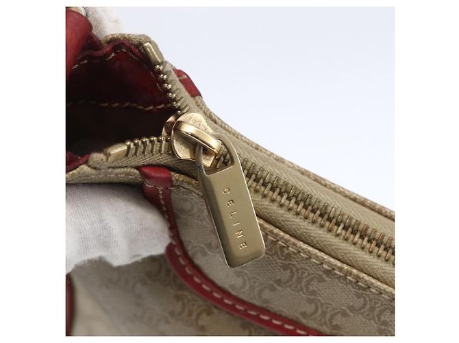 Céline Borsa a Spalla in Tela Macadam CELINE PVC Beige Oro Auth 153008 D'oro - vista 10